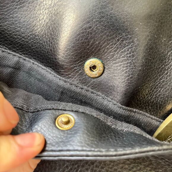 VTG Evan-Picone Black Leather Tote Bag Full Grain Brass Hang Tag Multi Pocket Pu - Picture 10 of 13